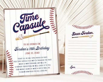Rookie of the Year First Birthday Time Capsule Sign, Editable 1st Birthday Time Capsule, Baseball Birthday Time Capsule Sign and Letter 8x10