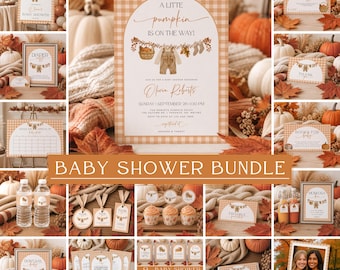 Fall Baby Shower Bundle, Little Pumpkin Baby Shower Invitation, Autumn Baby Shower Decor, Harvest Baby Shower Invite Set, Baby Shower Games