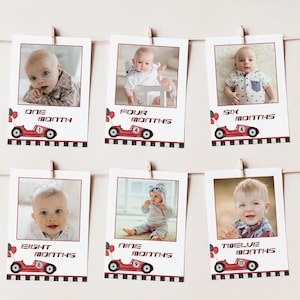 Fast One Birthday First Year Photos, Boy 1st Birthday Monthly Photo Banner, Racecar First Year Photo Banner Template, 1st Birthday Milestone