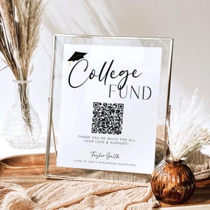 College Fund Sign Template, College Fund QR Code Sign, Editable 2026 Grad Party Sign, High School Grad Table Sign, Custom QR Code Grad Sign
