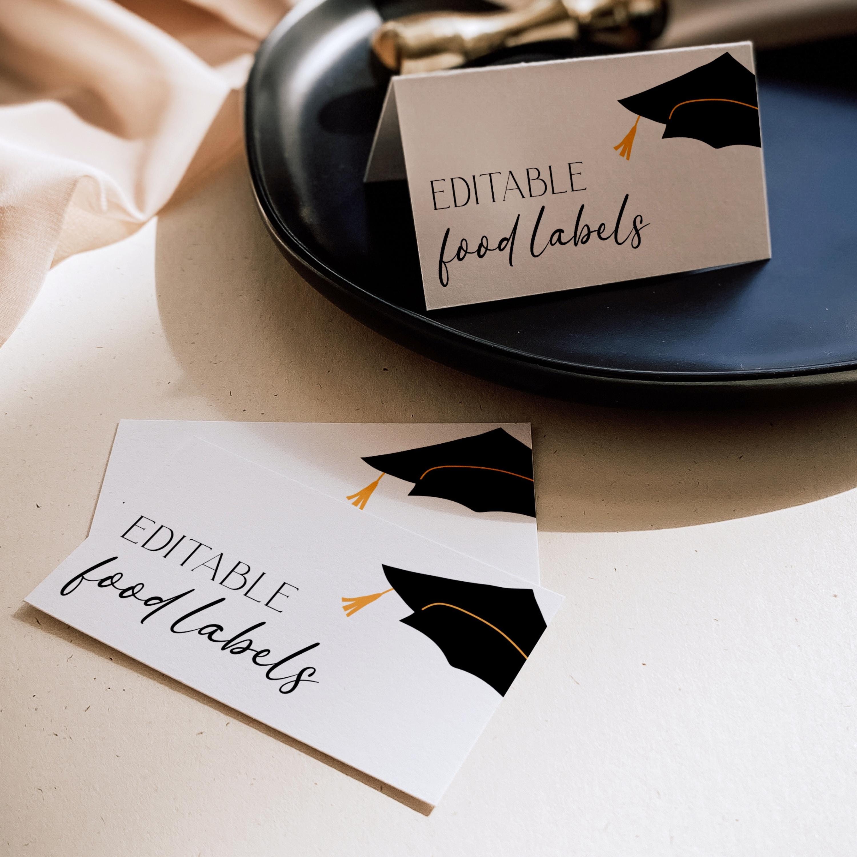 Table Label Graduation Graduation Party Food Label, 2026 Grad Party Decor, Printable Food Tent ...