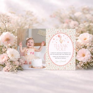 One Silly Goose Thank You Card, Girl 1st Birthday Thank You Card Template, Silly Goose Birthday Thank You, Pink Editable Thank You Note Card