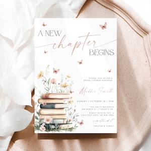 A New Chapter Bridal Shower Invitation Template, Storybook Bridal Shower Invite, Her Next Chapter Begins Wedding Shower, Editable Invite DIY