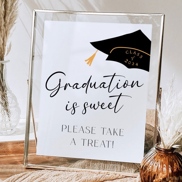 Graduation is Sweet Please Take a Treat Sign, Printable Graduation is Sweet Table Sign, 2024 Graduation Party Dessert Table Sign Download