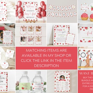 Berry First Birthday Cupcake Toppers Template, Strawberry 1st Birthday, Printable Berry Cupcake Picks, Berry 1st Birthday Small Cake Toppers image 2