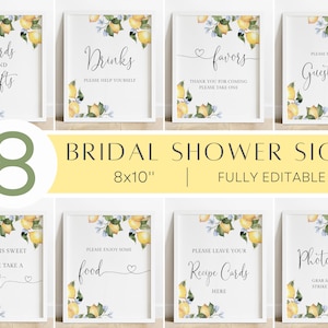 Bundle de signes pour la douche nuptiale citron, agrumes pour la douche nuptiale, panneaux de signalisation modifiables pour la douche nuptiale citron, lot de signes pour la douche nuptiale