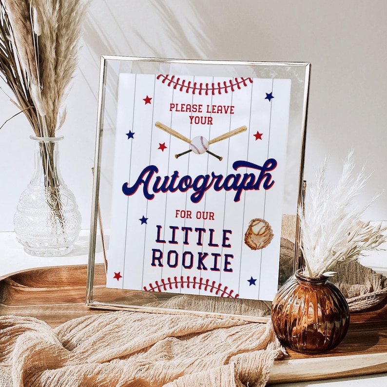 Tabliczka z okazji pierwszych urodzin debiutanta roku, tabliczka z autografem na urodziny baseballisty, tabliczka z okazji pierwszych urodzin chłopca do druku (do pobrania) zdjęcie 9