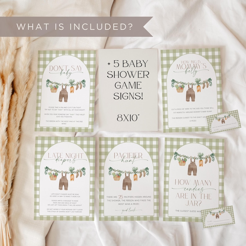 Locally Grown Baby Shower Games, Farmers Market Baby Shower Game Bundle, Gingham Baby Shower Games, Home Grown Baby, Baby Shower Printables image 7