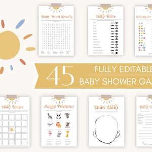 Sun Baby Shower Games Bundle, Here Comes the Son Baby Shower Games, Printable Boho Baby Shower Games Pack, Sunshine Baby Shower Games Bundle