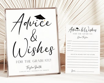 Graduation Advice & Wishes, Printable Graduation Advice Cards, Custom Grad Party Signage, Graduation Party Sign, Graduation Decorations 2024