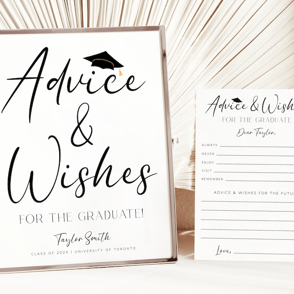 Graduation Advice & Wishes, Printable Graduation Advice Cards, Custom Grad Party Signage, Graduation Party Sign, Graduation Decorations 2024