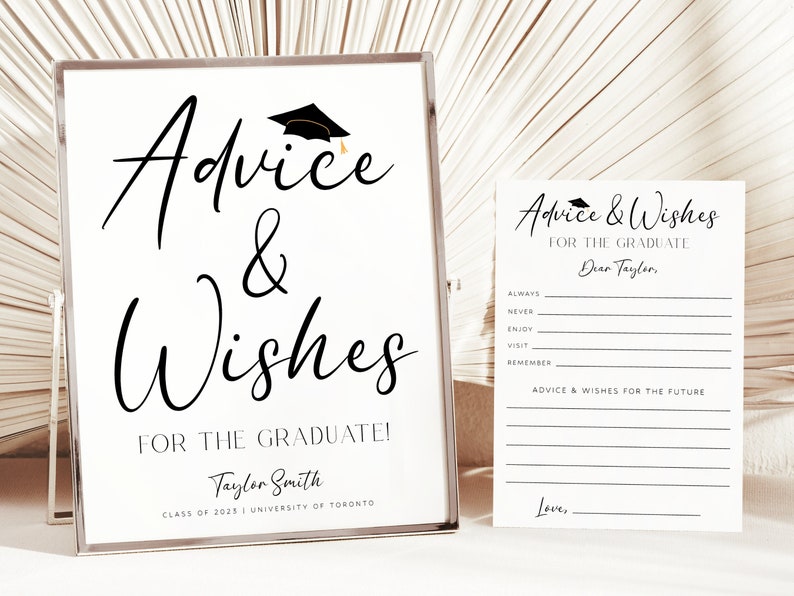 Graduation Advice & Wishes, Printable Graduation Advice Cards, Custom Grad Party Signage, Graduation Party Sign, Graduation Decorations 2024 image 1