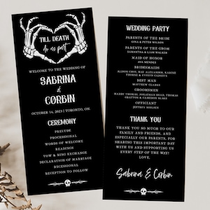 Gothic Wedding Program Template, Editable Halloween Wedding Programs, Dark Wedding Ceremony Program, Double Sided Program, Instant Download