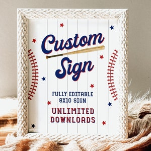 Rookie of the Year First Birthday Sign, Baseball 1st Birthday Custom ...