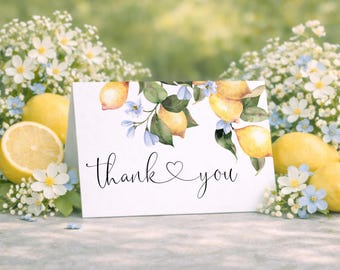 Citrus Bridal Shower Thank You Card Template, Lemon Bridal Shower Thank you Note, Printable She Found Her Main Squeeze Shower Thank You Card