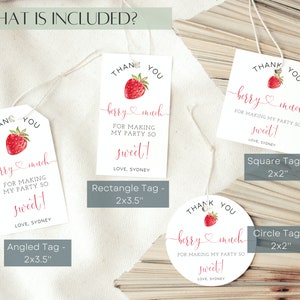 Berry First Birthday Favor Tags Template, Printable Strawberry Birthday ...