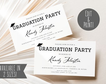 EDITABLE Graduation Insert, Graduation Party Inserts, Graduation 2024 Details Card, Printable Graduation Party Invitation, Grad Announcement