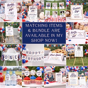 Rookie of the Year First Birthday Sign, Baseball Birthday Party Sign, Cards and Gifts Sign Printable, Rookie Year Boy Birthday Party Decor image 2