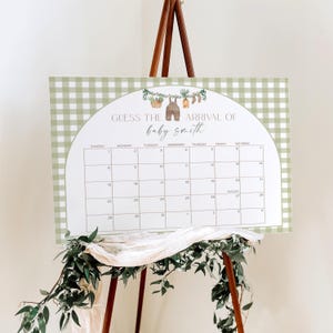 Fête prénatale cultivée localement devinez la date d'accouchement, jeu de calendrier pour la date d'échéance de bébé, signe du jeu devinez l'arrivée pour baby shower du marché de producteurs, cultivé localement