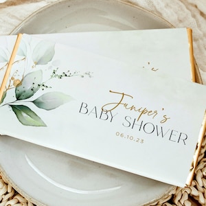 Greenery Baby Shower Chocolate Wrapper Template, Green & Gold Custom Chocolate Wrapper, Editable Candy Bar Wrapper, Garden Baby Shower Favor