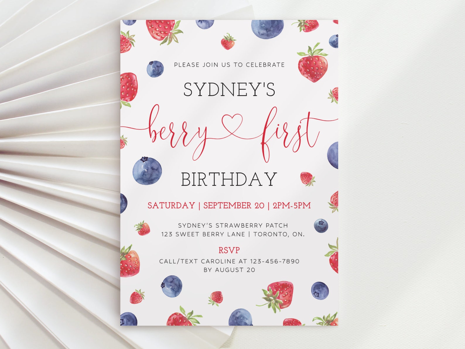 Berry First Birthday Invitation Template Editable Berry Birthday Berry First Birthday Invitation Template Editable Berry Birthday