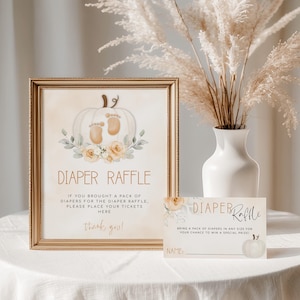 Pumpkin Baby Shower Diaper Raffle Sign, Neutral Fall Baby Shower Diaper Raffle, Little Pumpkin Diaper Raffle, Autumn Baby Shower Raffle Card