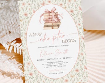 A New Chapter Begins Bridal Shower Invitation Template, Her Next Chapter Bridal Shower Invite, Story Book Bridal Shower, Digital Invitation