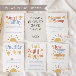 Sun Baby Shower Games Bundle, Here Comes the Son Baby Shower Games, Printable Boho Baby Shower Games Pack, Sunshine Shower Activity, Canva image 7
