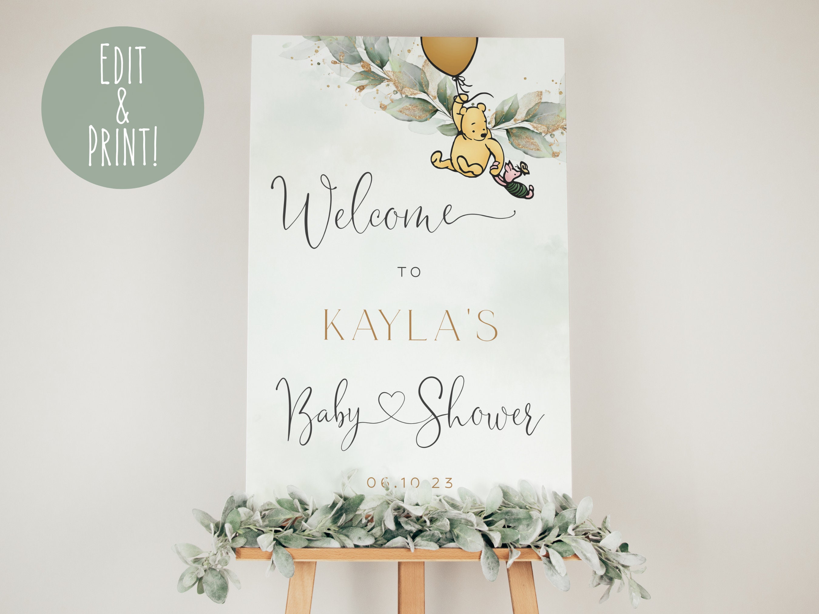 Classic Winnie the Pooh Baby Shower Sign Editable Etsy Canada