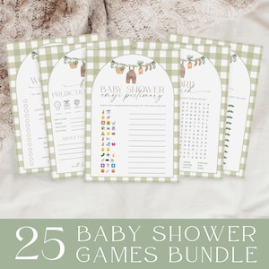 Locally Grown Baby Shower Games, Farmers Market Baby Shower Game Bundle, Gingham Baby Shower Games, Home Grown Baby, Baby Shower Printables
