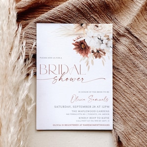 Fall Bridal Shower Invitation Template, Boho Bridal Shower Invitation, Editable Terracotta Bridal Shower Invite, Fall in Love Bridal Shower