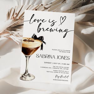 Love is Brewing Bridal Shower Invitation, Espresso Martini Bridal Shower Invite, Coffee Bridal Shower Digital Invite, Espresso Bridal Shower