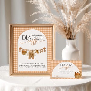 Tirage au sort de couches pour baby shower Petite citrouille, enseigne de tombola de couches pour baby shower d'automne, carte de tombola de couches citrouilles, billets de tombola de couches imprimables