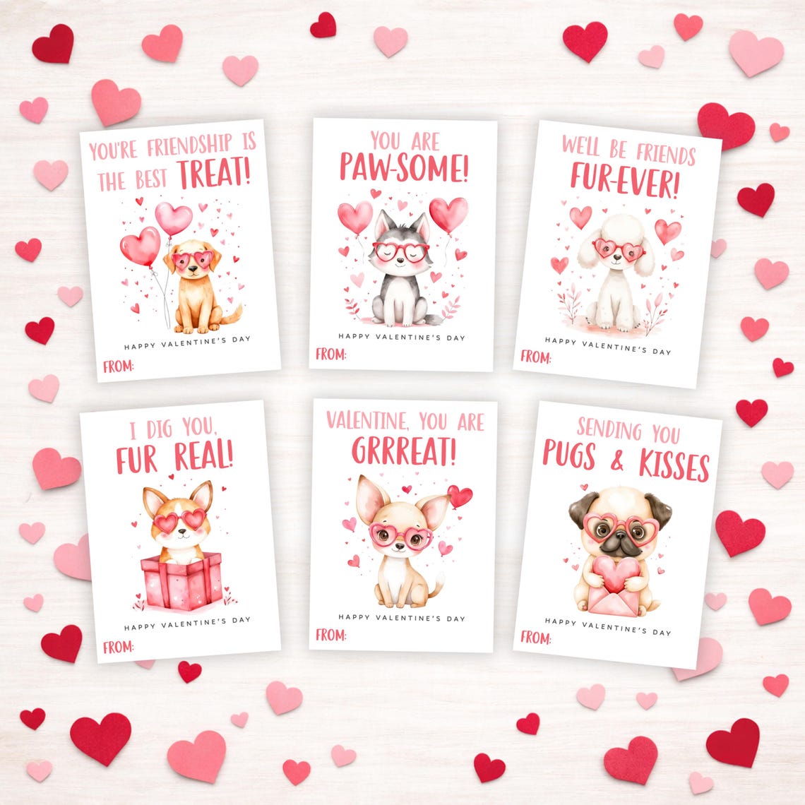 Printable Dog Valentine's Day Cards, Puppy Dog Lover Valentines for ...
