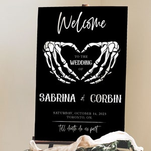 Halloween Wedding Welcome Sign Template, Gothic Wedding Welcome Sign, Till Death Do Us Part Signage, Printable Spooky Wedding Welcome Poster