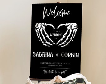 Halloween Wedding Welcome Sign Template, Gothic Wedding Welcome Sign, Till Death Do Us Part Signage, Printable Spooky Wedding Welcome Poster