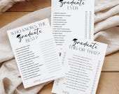 Printable Graduation Game Set, How Well Do You Know the Graduate, Has the Graduate Ever, Graduate This or That Modern Grad Party Games CANVA