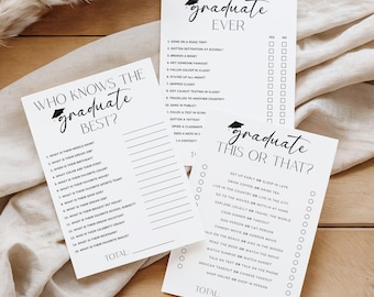 Printable Graduation Game Set, How Well Do You Know the Graduate, Has the Graduate Ever, Graduate This or That Modern Grad Party Games CANVA