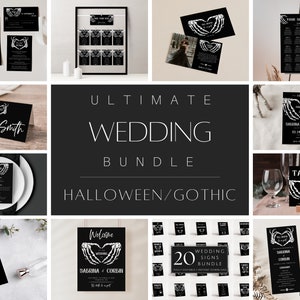 Gothic Wedding Invitation Set, Halloween Wedding Bundle, Spooky Wedding Template, Till Death Do Us Part, Spooky Large Wedding Set Download