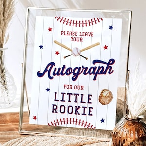 Premier anniversaire de la recrue de l'année, anniversaire de baseball, veuillez laisser votre autographe, garçon 1er anniversaire imprimable Table signe téléchargement