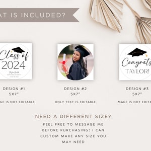 Graduation Cupcake Toppers 2024, Editable Graduation Dessert Toppers Template, Graduation Photo Cupcake Toppers, Custom Cupcake Grad Decor image 6