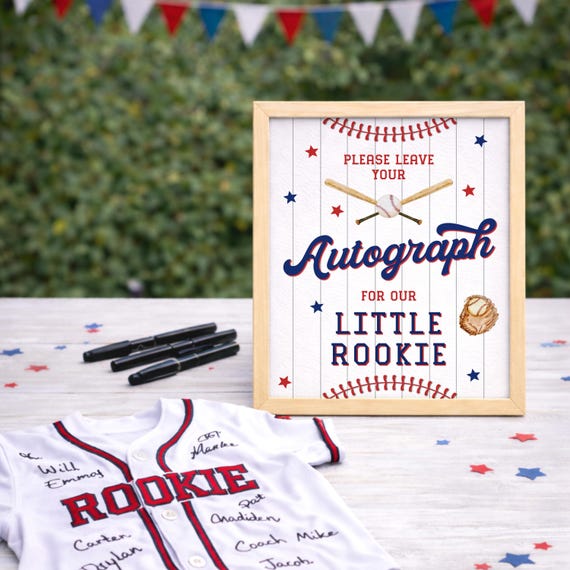 Rookie of the Year First Birthday Sign, Baseball Birthday Please Leave Your Autograph Sign, Boy 1st Birthday Printable Table Sign Download