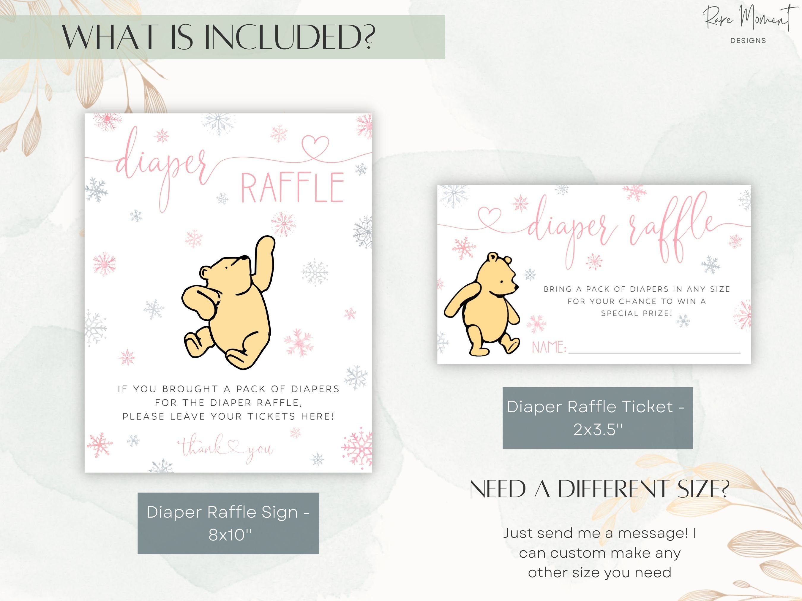 Winnie Diaper Raffle Tickets The Pooh Baby Shower Games Cute Invitations  Diaper Raffle Card For Gender Reveal Winnie Bee Theme Birthday Party Favors