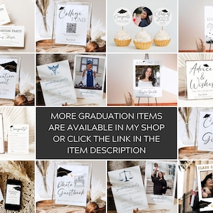 Graduation Cupcake Toppers 2024, Editable Graduation Dessert Toppers Template, Graduation Photo Cupcake Toppers, Custom Cupcake Grad Decor image 2