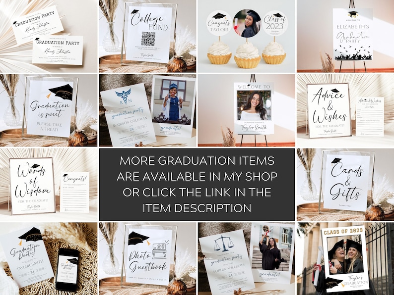 Graduation Cupcake Toppers 2024, Editable Graduation Dessert Toppers Template, Graduation Photo Cupcake Toppers, Custom Cupcake Grad Decor image 2