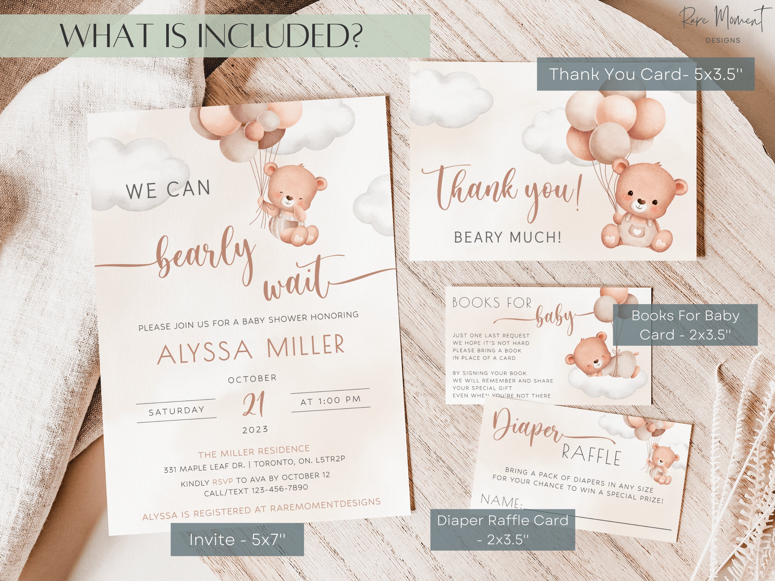 Teddy Bear Baby Shower Invitation We Can Bearly Wait Baby - Etsy