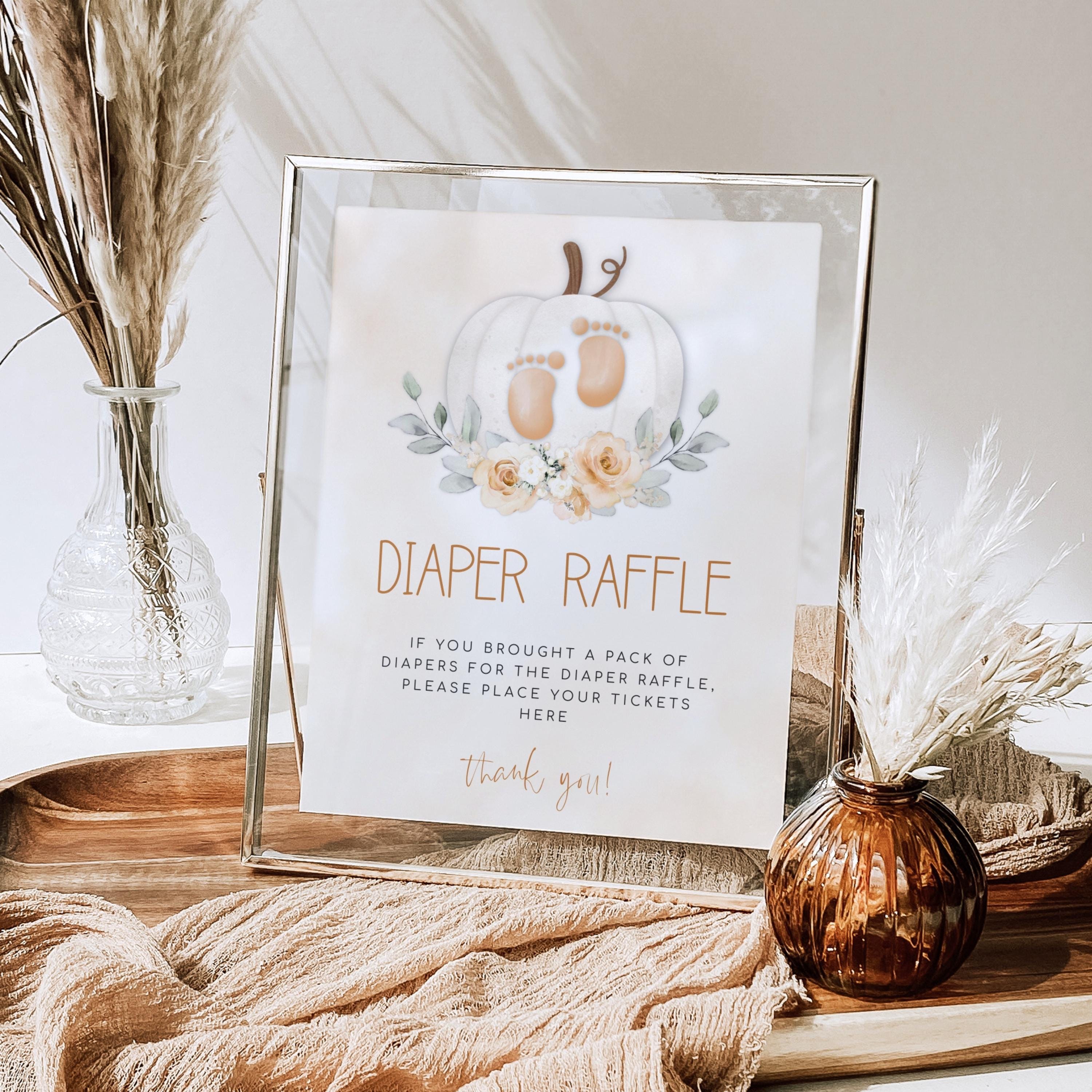 Fall Raffle Signage Pumpkin Baby Shower Diaper Raffle Sign, Neutral Fall Baby Shower Diaper ...
