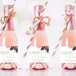 EDITABLE Mini Champagne Label Template, Winter Bridal Shower Champagne ...