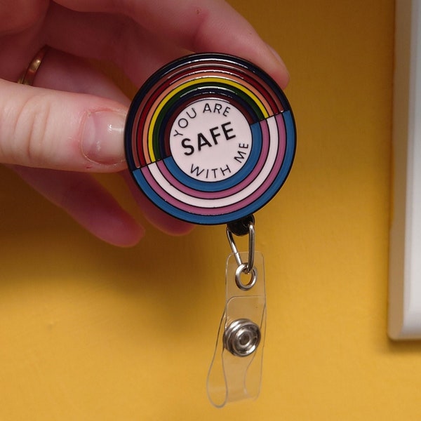 You are safe with me - Pride retractable pass holder- LGBTQ+ and trans ally