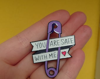 Insigne - Vous êtes en sécurité avec moi Épingle à nourrice LGBTQ+ Ally